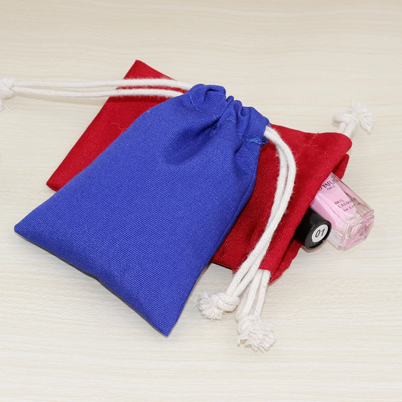 20pcs/lot 5 Colors Cotton Canvas Pouch Wholesale Custom Logo Printed Small Drawstring Gift Bags Packing Bags Jewellery Pouches Jewelry Packaging