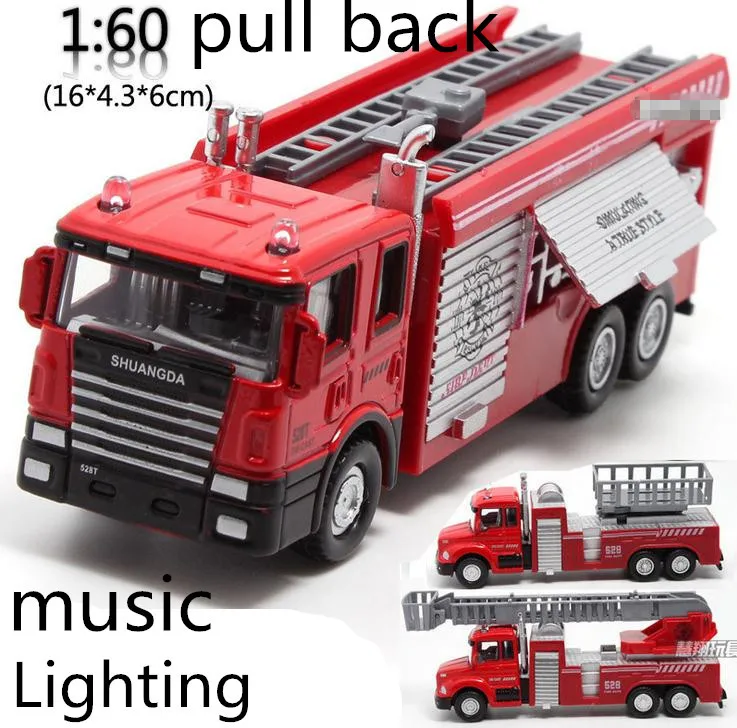 

Free shipping ! 1 : 60 alloy pull back Sound and light Fire engine toy model,Classic Toys,Children's educational toys