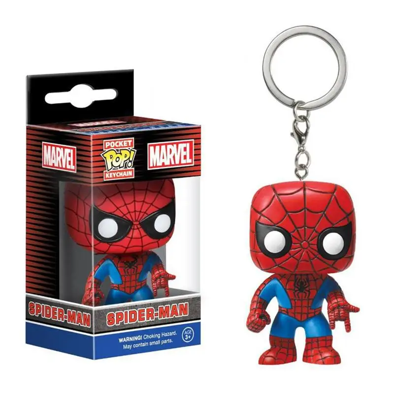 Spiderman Funko Pop Карманный Брелок для ключей Pop Marvel Мстители Фредди Вуди Гоку фигурка странные вещи Дэдпул - Цвет: Spiderman