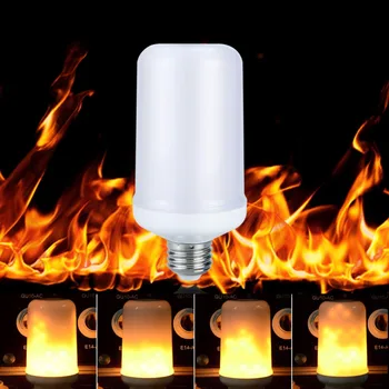 

LED Flame E27 Flame Bulb Fire Effect Night Light Halloween Christmas Decor Holiday Lighting 85-265V 9W 3 Mode+Gravity Sensor