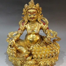 Bi001148 1" Тибет Бронзовый 24 К Золото живопись Мыши Желтый Jambhala Богатство Бог Статуя Будды