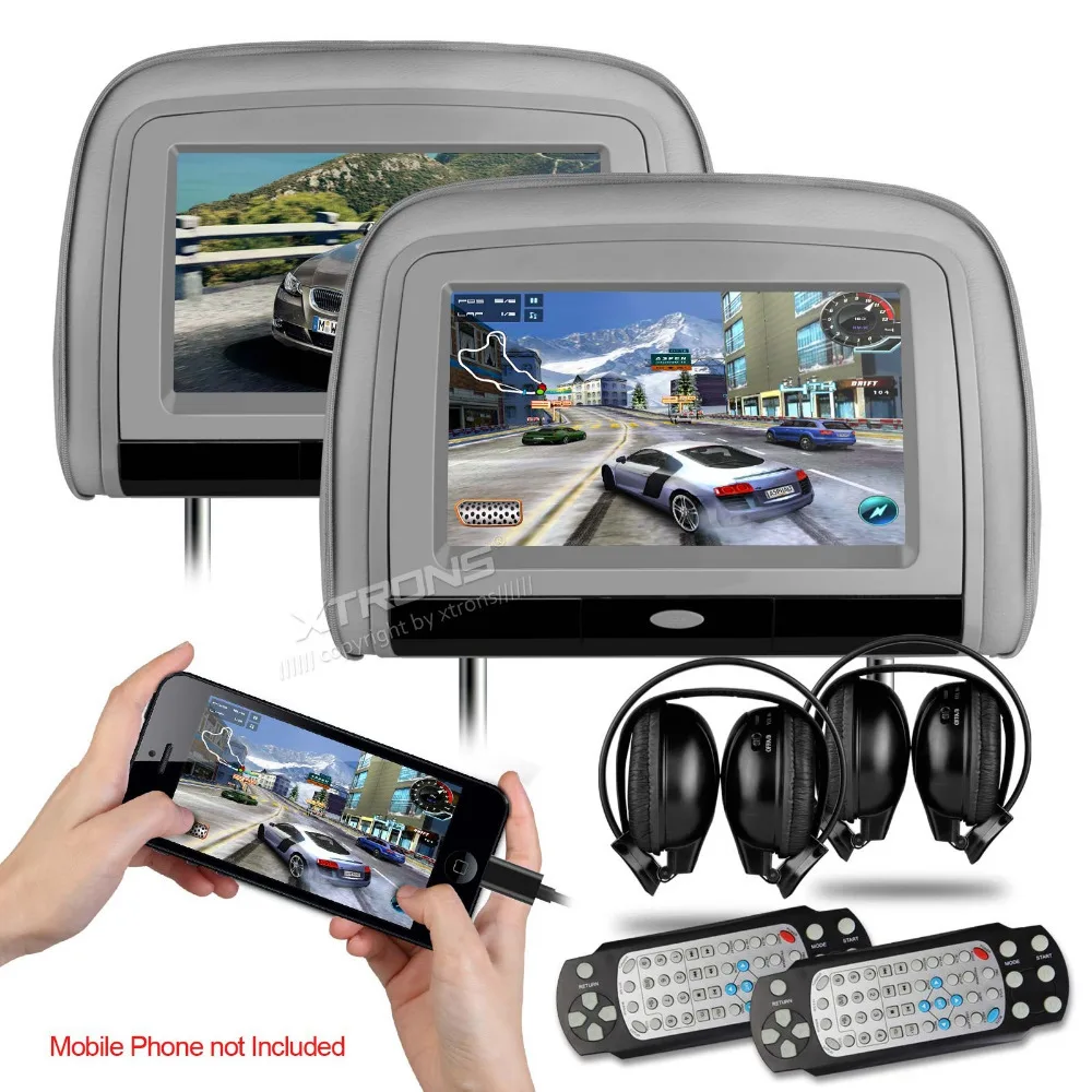 2x9" HDMI Port Car Headrest DVD Headrest Car Monitor with DVD IR& FM