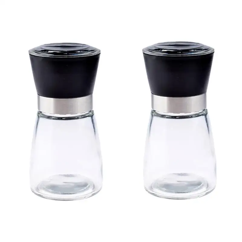 2pcs Glass Pepper Grinder Manual Salt Mill Grinder Tool for Home