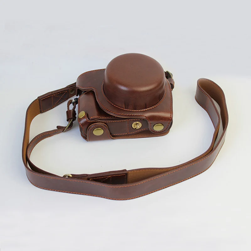 Coffee Из искусственной кожи чехол сумка для фотоаппарата для цифрового фотоаппарата Panasonic Lumix GF7 GF8 GF9 GF10 GF-10 GF-9 GF-8 GF-7 цифровой крышка с Батарея нижнее отверстие - Цвет: Coffee