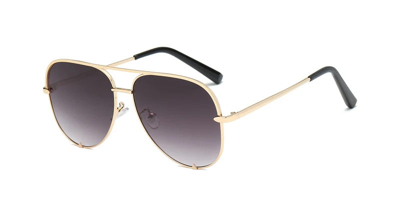 Модные плоские верхние очки черные женские солнцезащитные очки- брендовые дизайнерские Oculos зеркальные очки Солнцезащитные очки женские 1458R - Цвет линз: Gold DoubleGrey