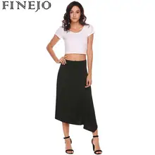 FINEJO юбки Feminina Осень Асимметричный Для женщин низ Молния сзади Однотонная повседневная обувь Для летних вечеринок Новая мода Тонкий Saias