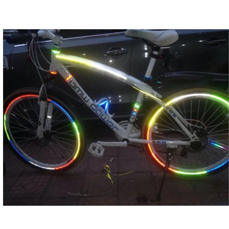 1PCS Bicycle Reflector Fluorescent MTB Bike Bicycle Sticker Cycling Wheel Rim Reflective Stickers Decal Accessories 21.5*10.5cm