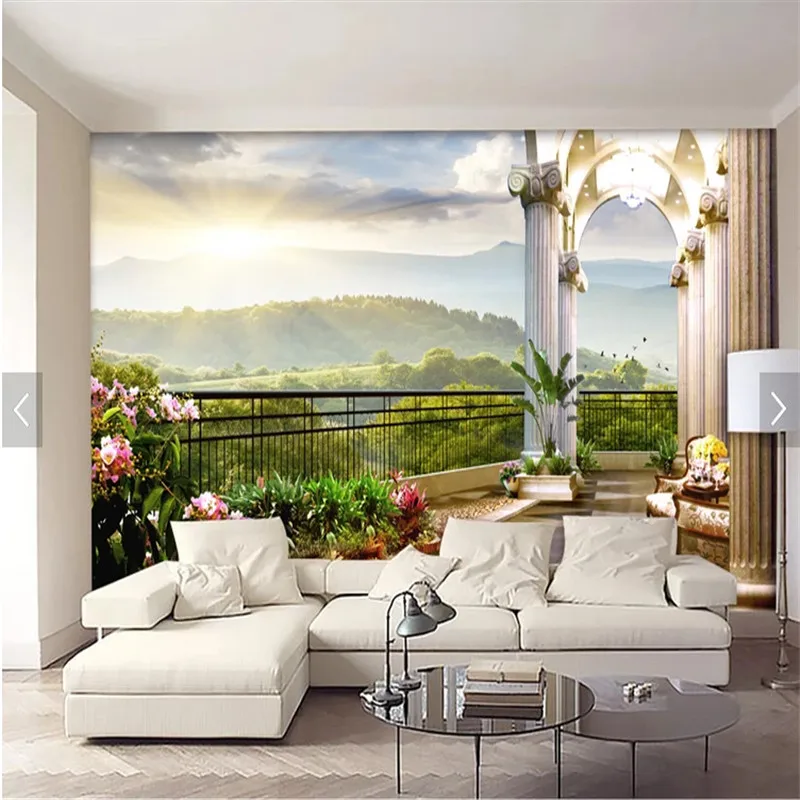 

Custom wall mural wallpaper 3d balcony sunrise natural Landscape photo wallpapers for Living Room Bedroom Wall papers Home Decor