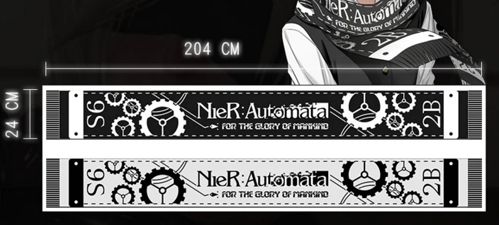 NieR Automata YoRHa No. 2 Type B For the Glory of Mankind Cosplay 6.7Feet Warm Soft Knitting Scarf
