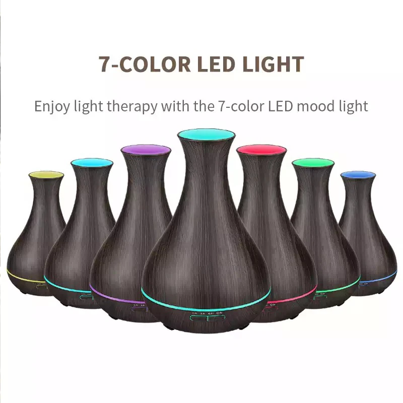 550ML Essential Oil Aroma Diffuser With Wood Grain Aromatherapy Diffuser 7 Color LED Lights For Home Ultrasonic Air Humidifier