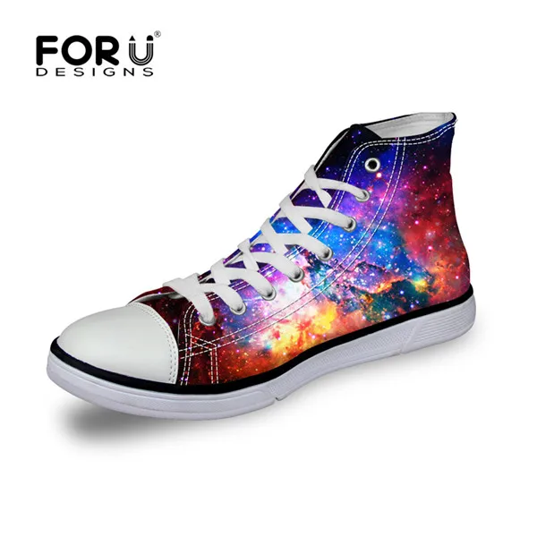 FORUDESIGNS/Модная женская повседневная обувь с принтом галактики вулканизированные высокие и низкие парусиновые туфли женская обувь на плоской подошве для девочек - Цвет: C0161AK