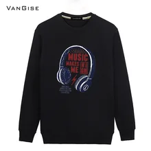 VanGise hoodies men brand font b clothing b font music print black white sweatshirt font b