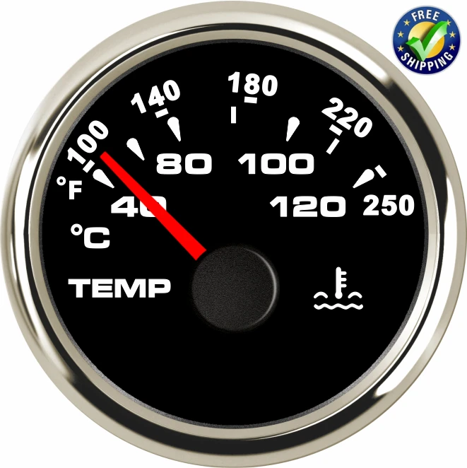 

1pc Pointer Water Temp Gauge Tuning 52mm Waterproof 9-32V Water Temperature Meter with Sensor for Auto Truck Boat Vessel Yacht
