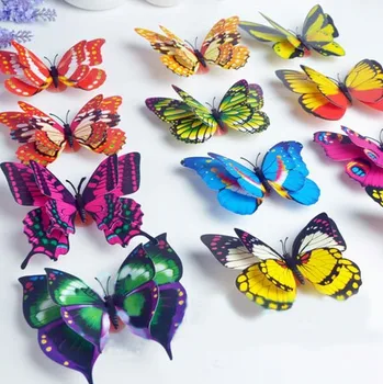 

12cm Bright Two-Pair Wings Butterfly Fridge Magnets Simulation Butterfly Brooch Home Decor 100pcs/lot FM016