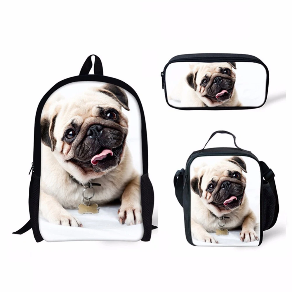 

Funny D Animal Pug Dog Print Boys Girls Schoolbags Casual PCS Set Children Backpacks Primary Students Satchels Bag