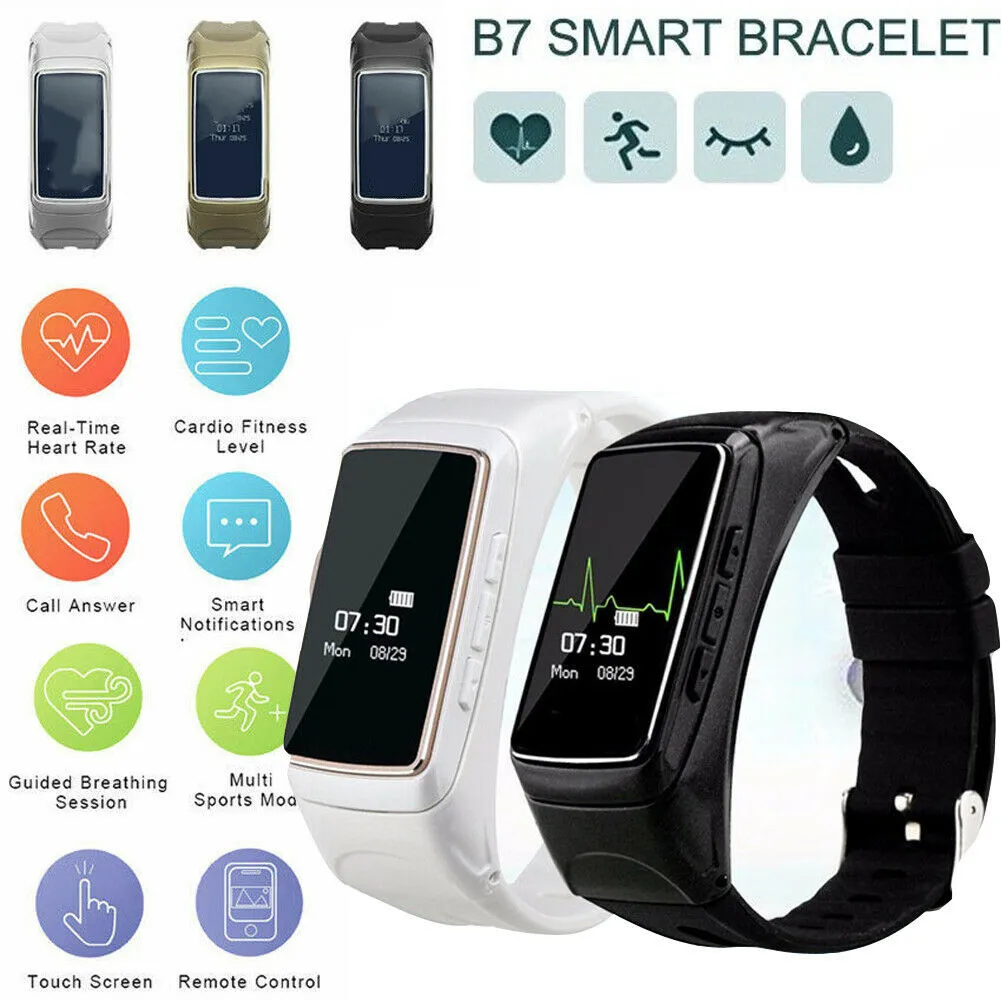 

B7 Smart Bracelet Bluetooth Headset Heart Rate Monitor Fitness Sport Smart Watch