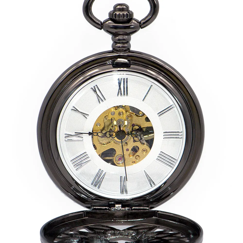 Модные Винтаж римская цифра аналоговый Дисплей для мужчин механический ФОБ часы двойной птица полые вырезка подарочные карманные часы