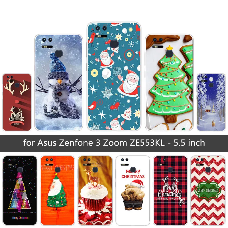 Чехлы на тему рождества для Asus Zenfone 3 Zoom ZE553KL 5 дюймов ТПУ Мягкий силиконовый чехол