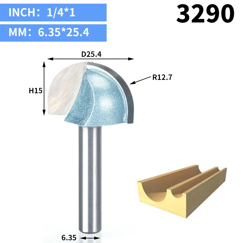 HUHAO 1 шт. 1/" 1/4" хвостовик двойная фреза для отделки кромки биты для дерева промышленного класса Коув коробка бит деревообрабатывающий Концевая мельница miiling cutter - Длина режущей кромки: 3290