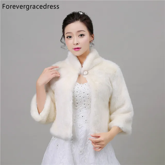 Disc Forevergracedress Real Pictures New Winter Faux Fur Wedding Wrap Bolero Jackets Bridal Coat Cape Cloak Shawls Scarves In Stock