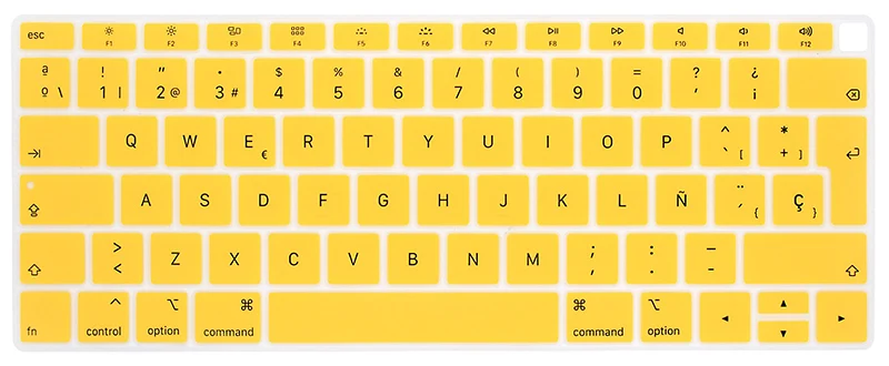 Spanish Chile Laptop Keyboard Cover for MacBook air 13 EU Keyboard Cover Color Protective Film Display Spain Language-Yellow