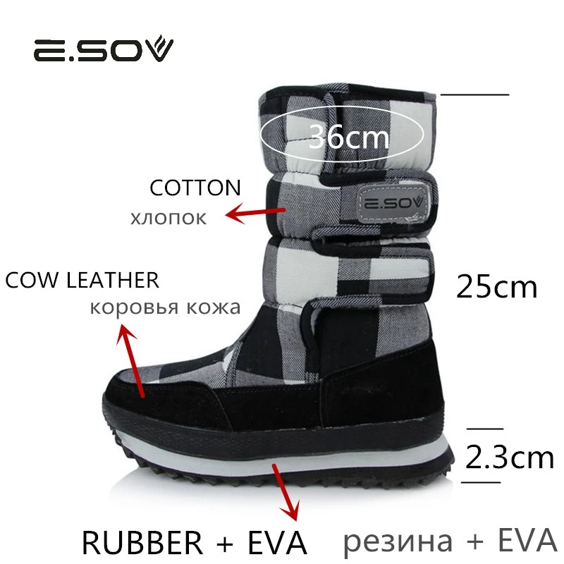 ESOV/женские зимние ботинки г. Теплые зимние ботинки с толстым плюшем женские ботинки высокого качества Зимняя обувь ботинки на резиновой подошве на липучке