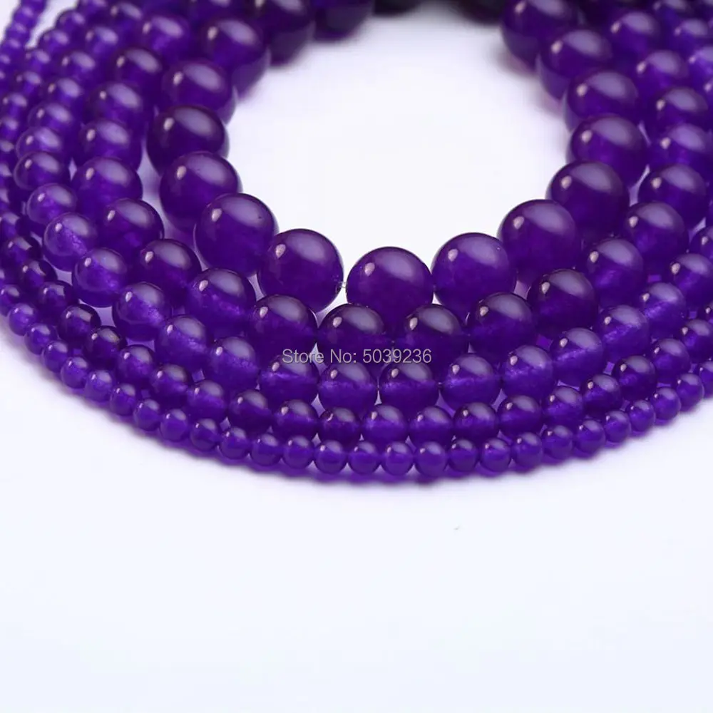 

Wholesale Dark Purple Jades Natural Stone Round Loose Beads for Needlework Jewelry Making 4/6/8/10/12mm DIY Bracelet