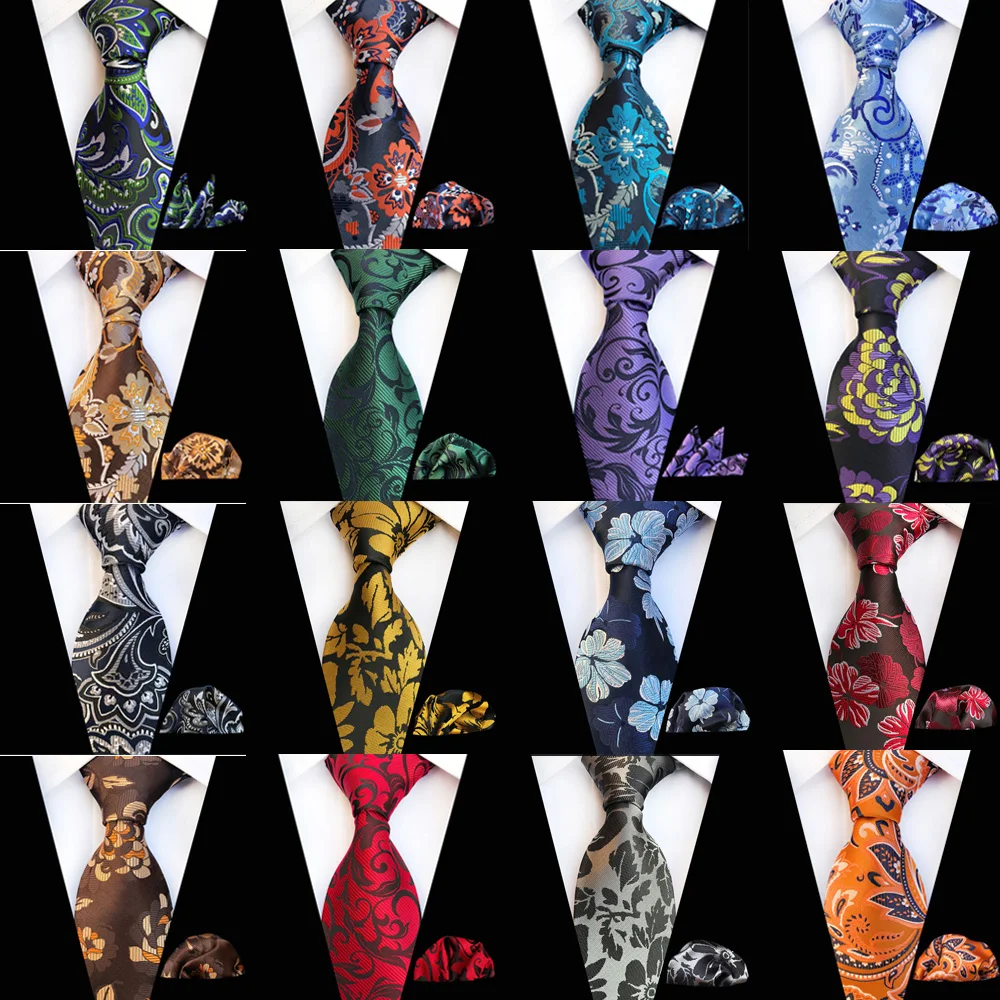 

Men’s Necktie Handkerchief High Grade Floral Paisley Tie Pocket Square Set BWTHZ0347