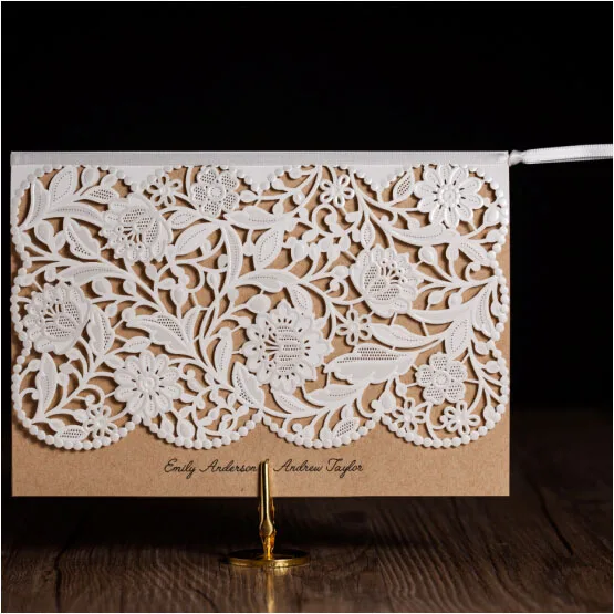 Us 430 Vintage Undangan Pernikahan Elegant Laser Cut Kartu Amplop Ucapan Ulang Tahun 2016 Gratis Printing Bunga Bridal Undangan Di Kartu