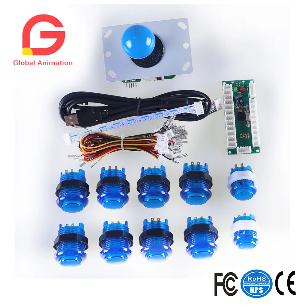 

Led Illuminated Arcade Diy Parts Zero Delay Led Usb Encoder + 8 Way Joystick + Push Button
