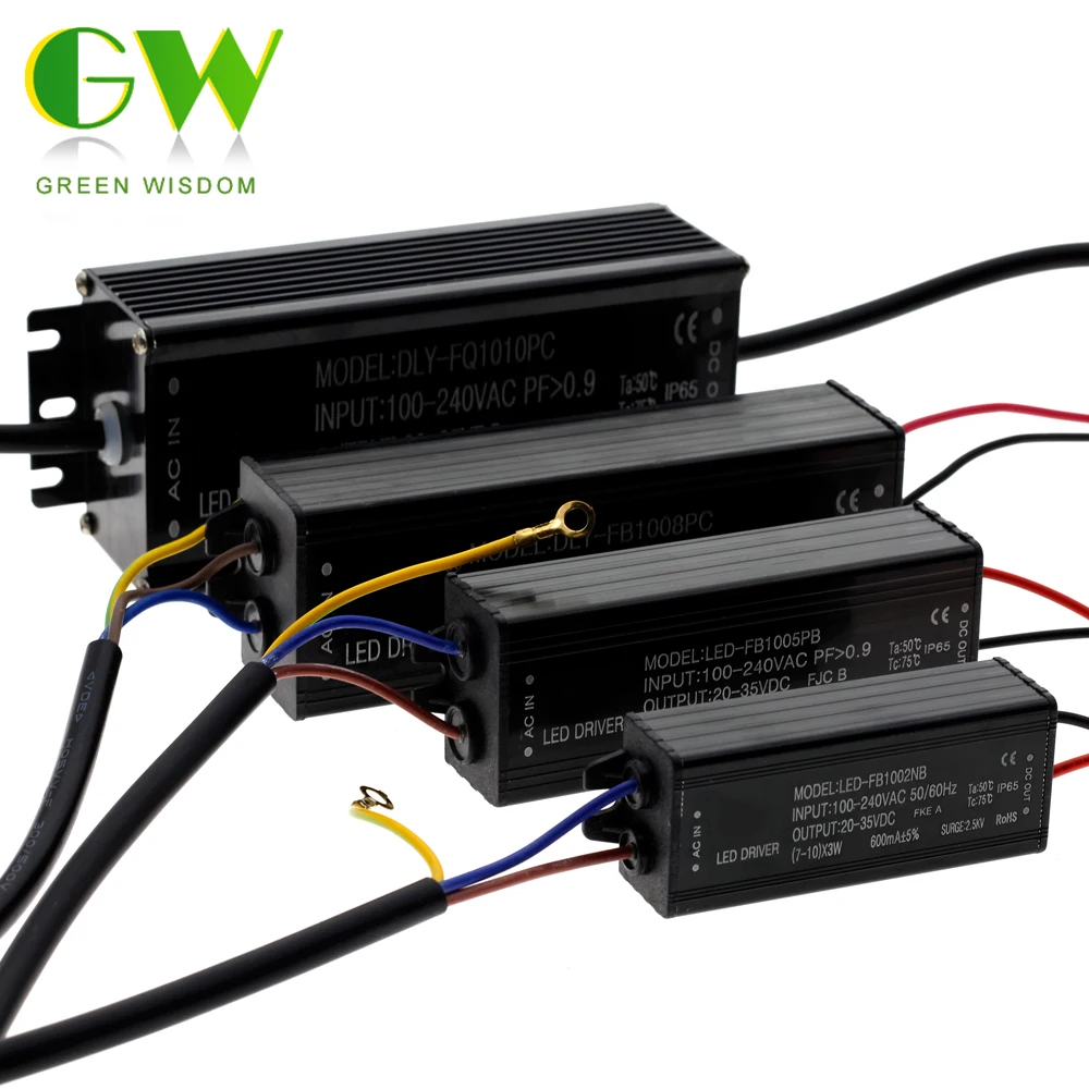 Waterproof LED Power Supply IP65 DC20-42V Driver Adapter 10W 20W 30W 50W 80W 100W Ligthing Transformer
