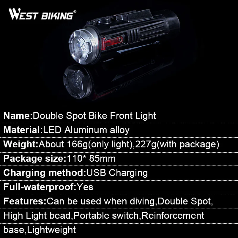 Sale WEST BIKING USB Rechargeable Bicycle Front Light Bike Super Bright Cycling Waterproof Torch Double Spot Lamp LED Safety Light 1 Sale WEST BIKING USB Rechargeable Bicycle Front Light Bike Super Bright Cycling Waterproof Torch Double Spot Lamp LED Safety Light 1