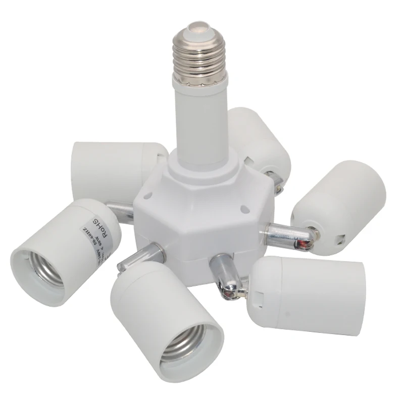 

7 in 1 Rotatable E27 Base LED Light Lamp Bulb Adapter Holder Socket Splitter