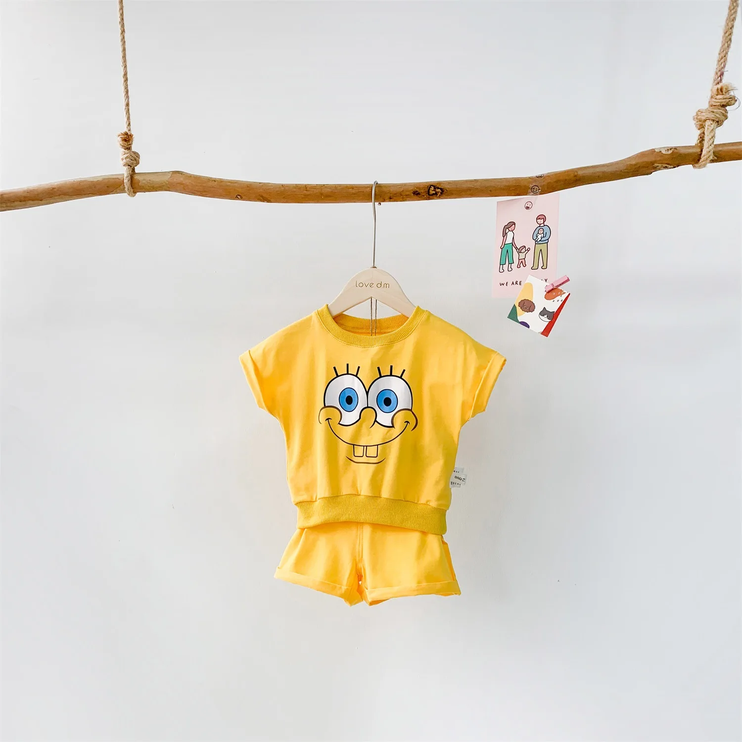 Комплект для младенцев, летний брендовый хлопковый комплект для малышей, Спортивная Футболка с героями мультфильмов для мальчиков+ шорты, комплекты одежды для малышей Одежда для маленьких мальчиков