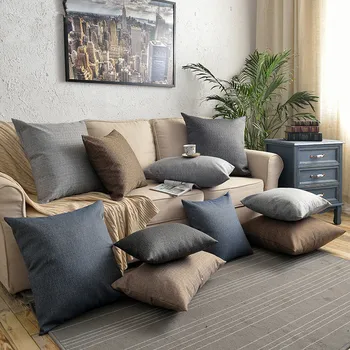 

30X45/40x60/45x45/55x55cm grey/blue/brown rough thick linen cushion cover sofa throw pillow case pillow cover lumbar pillowcase