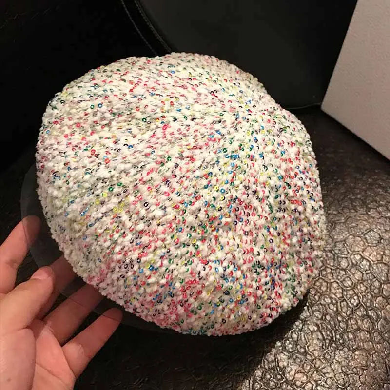 

New Fashion Women French Beret Cap Warm Cap for Ladies Girls Dress Beanie Winter Hat Adjustable Flat Hat Adult Boina Knitted Cap