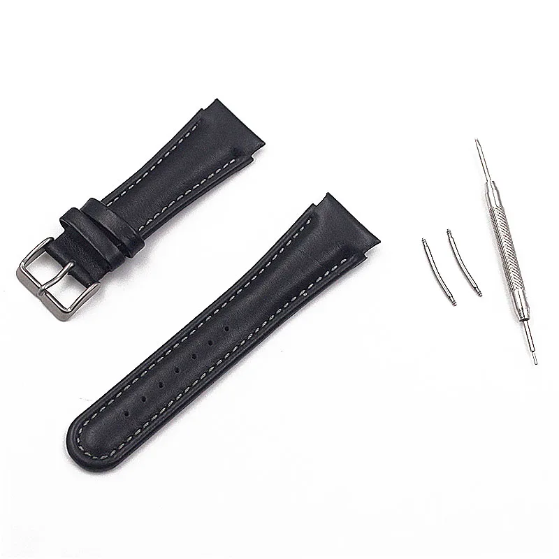 

Watch Accessories Black Genuine Leather Strap Replacement Bracelet with Spring Axle for SUUNTO X-LANDER Men's watch band