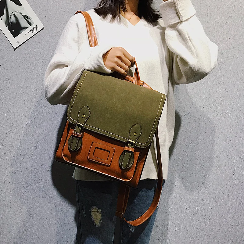 

Vintage Pu Leather lady Backpack Preppy Style s Fashion School Bag College Shoulder Bags Mochilas