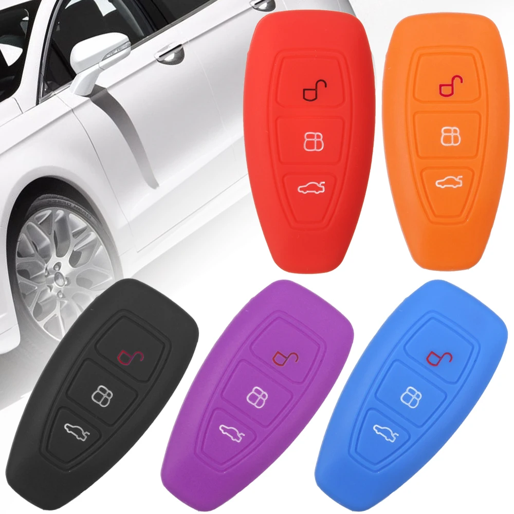 

1pcs 3 Button Silicone Key Cover For Ford Fiesta Focus Mondeo Ranger Ecosport Kuga 2 3 ST Car Key Remote Key Case Fob