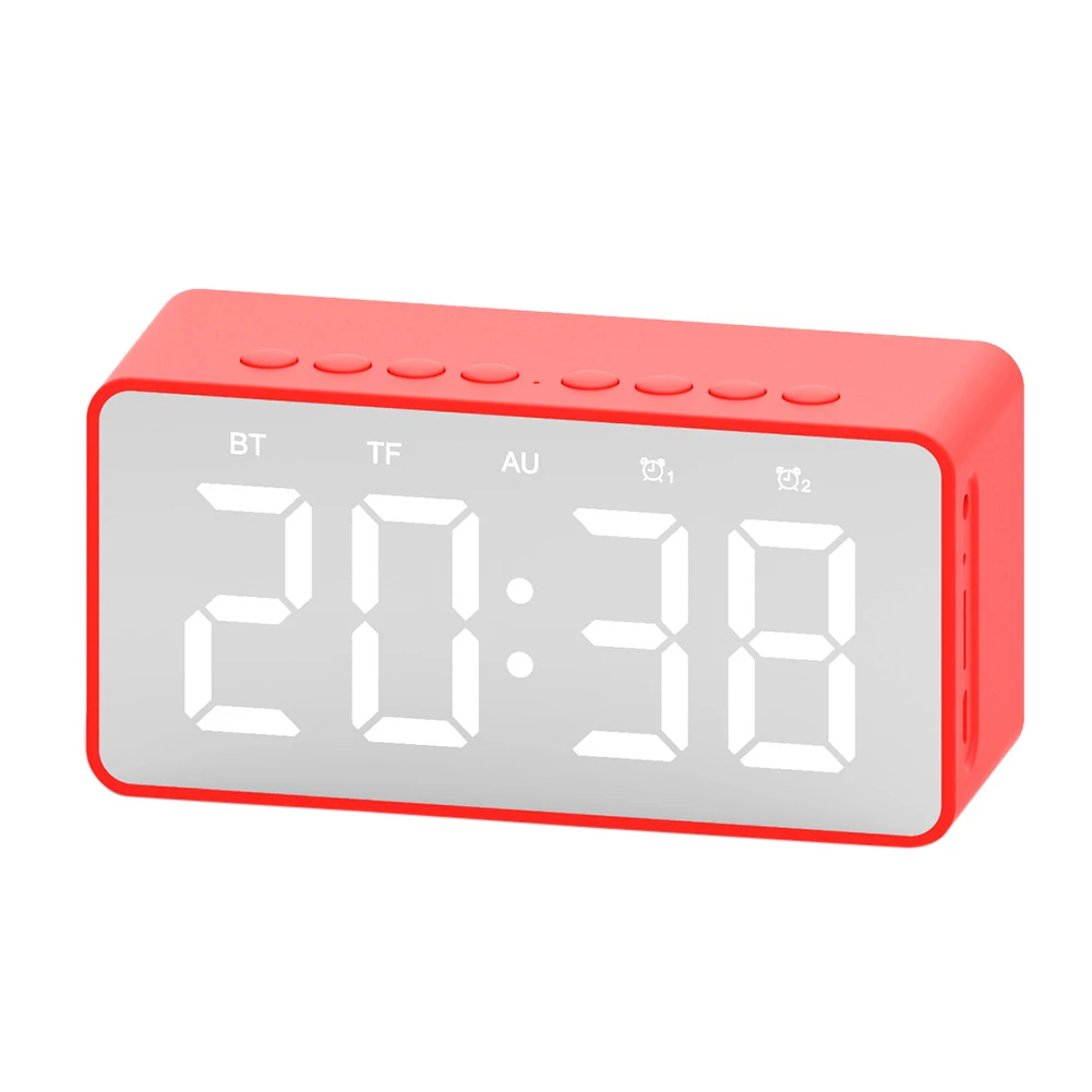 BT506 Wireless LED Display Mini Mirror Screen Alarm Clock Bluetooth Speaker Gift hot - Цвет: Красный