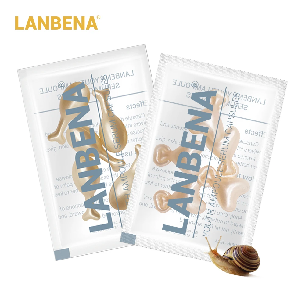 LANBENA ампулы улитки капсулы увлажняющий крем для лица+ 24K Глод пептид ампулы капсулы Уход за глазами отбеливание Уход за кожей 10 шт