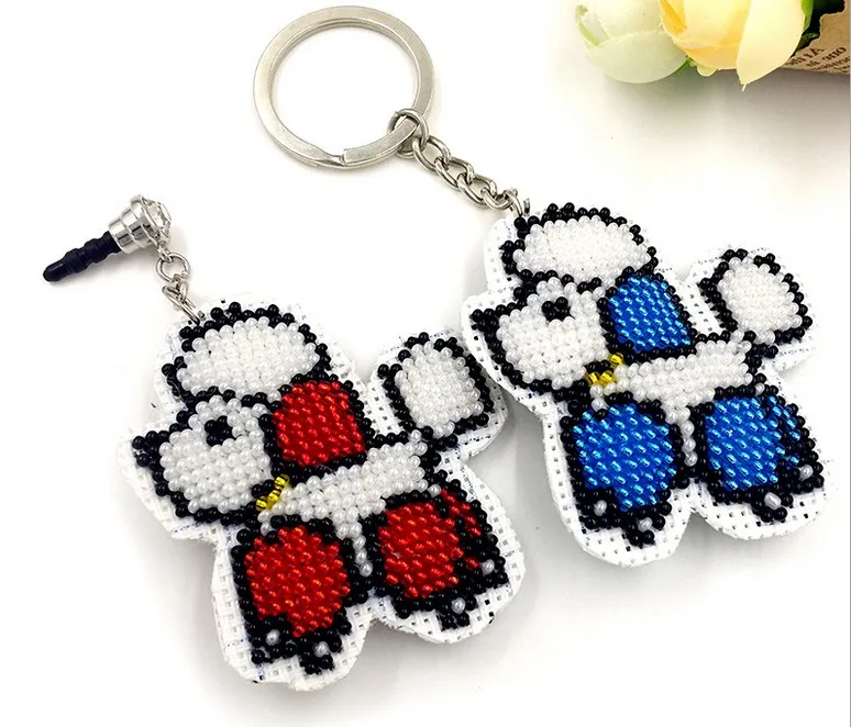 

Cartoon horse lovers bead cross stitch kit printed stamped plastic canvas DIY handmade craft needlework Keychain phone plug plus