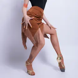 2019 Новая Женская Асимметричная юбка для латинских танцев с бахромой для женщин Вальс Танго танцевальная одежда плюс размер Асимметричная