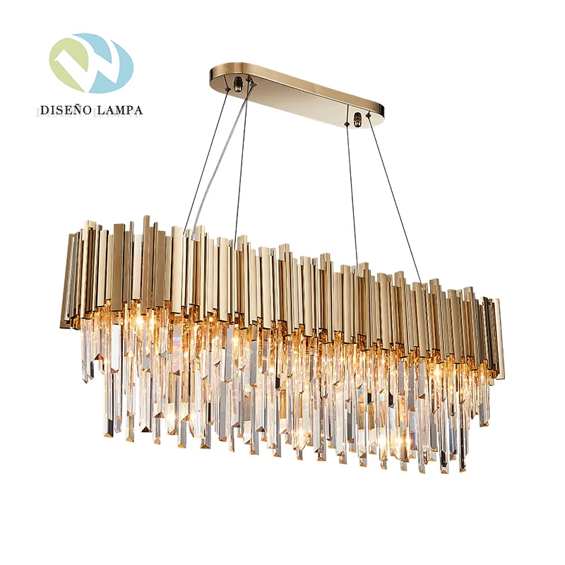 

New Modern Gold Crystal Metal Chandelier Light Fixture Pendant Hanging lamp for Parlor Dining Room Restaurant Decoration