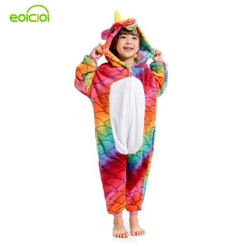 

New Kids Pajamas For Boys Girls Animal Scale Pegasus Unicorn Pajamas Flannel Children Sleepwear Baby Pegasus Cosplay Onesies