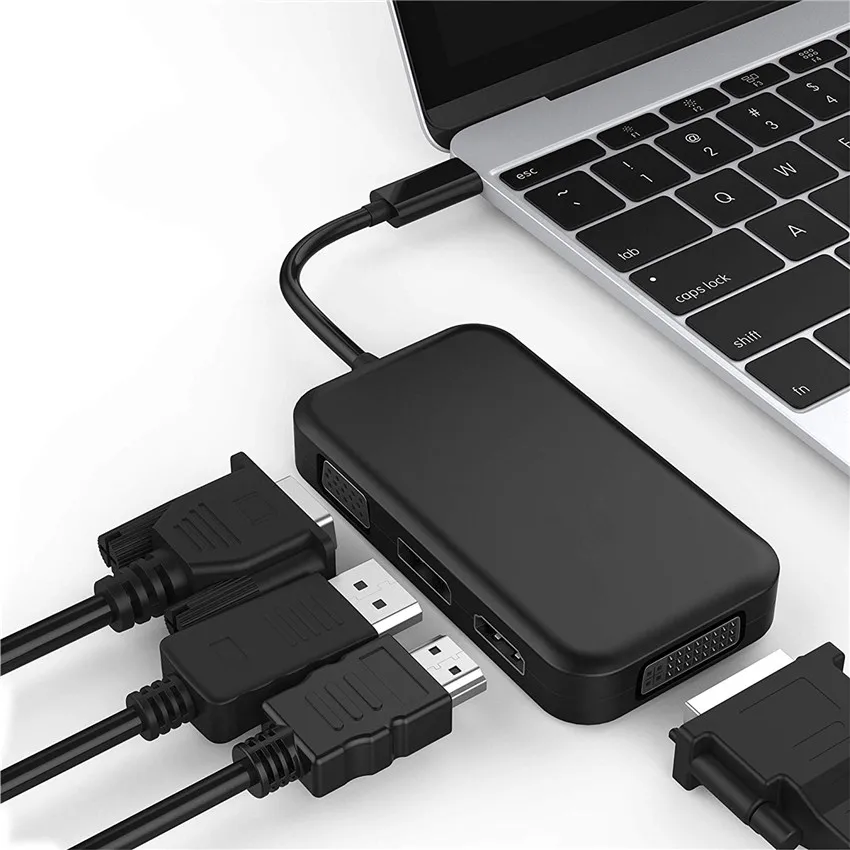 Конвертер USB C на HDMI 4K VGA DP DVI адаптер для Macbook Dell док станция Thunderbolt 60 Гц| |