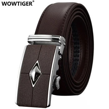 

WOWTIGER Fashion Brand Automatic Buckle Men Belt Tactical Alloy Buckle Genuine Leather Luxury Belt For Men