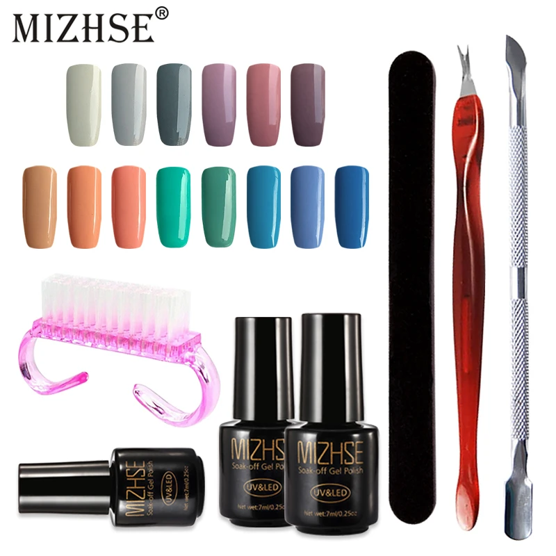 

MIZHSE Full Set DIY Nail Design UV Nail Manicure Kit Full Nails Tools Base&Top Coat Gel Polish Set Without UV Lamp Enamels Gel