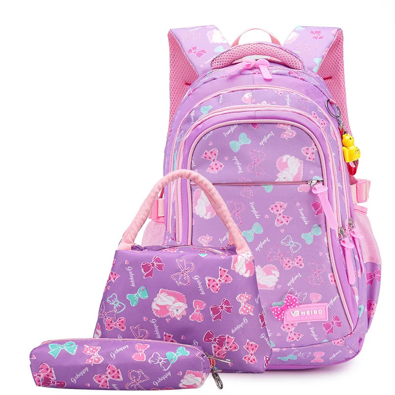 Waterproof Children School Bags Kids Printing Backpacks Set Schoolbag For Girls Princess School Backpacks Kids Mochila Infantil - Цвет: purple