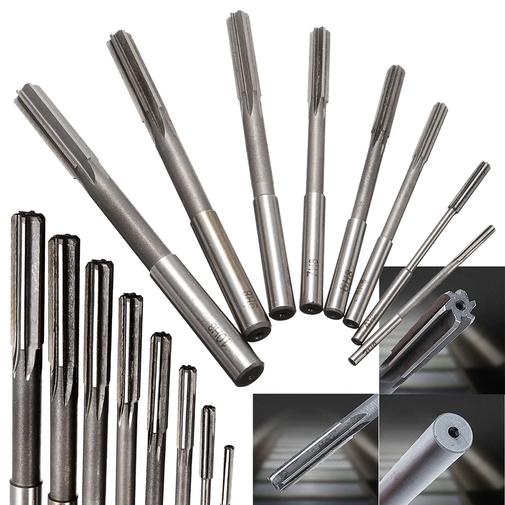 Set of 3/4/5/6/7/8/9/10mm Straight Shank HSS Chucking Machine Reamer Drill Bit